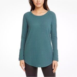 Chaser Teal Waffle Knit Long Sleeve Tee